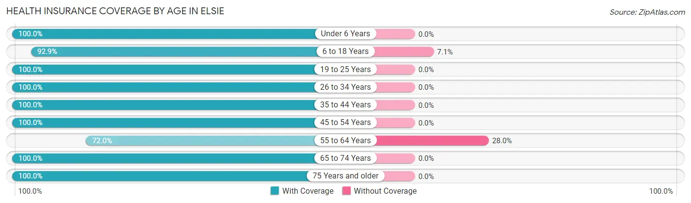 Health Insurance Coverage by Age in Elsie