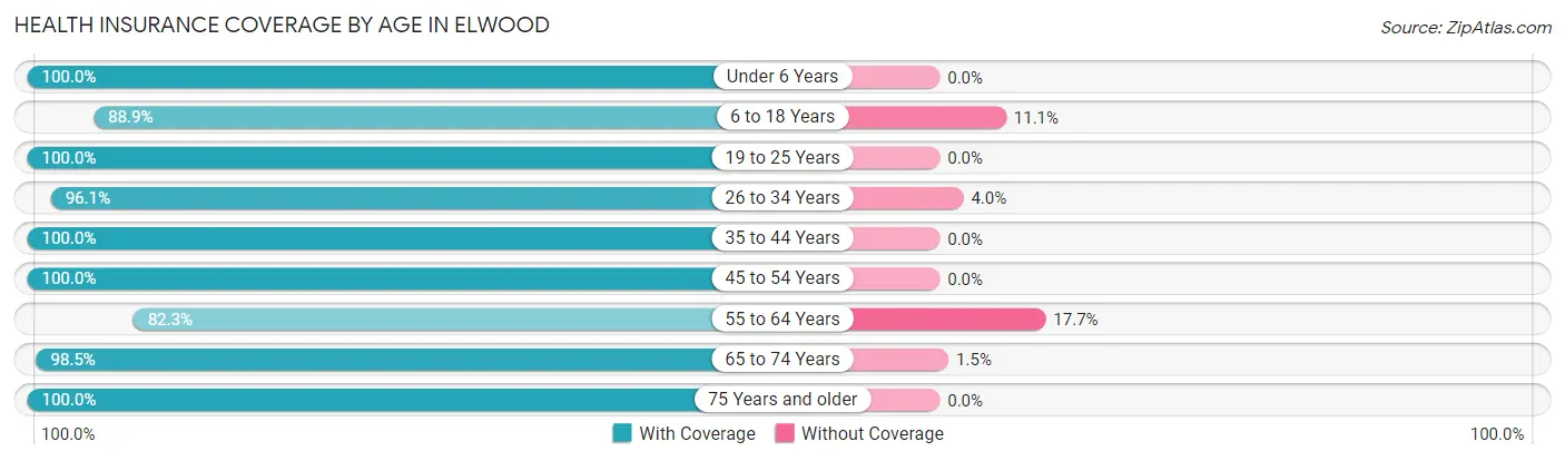 Health Insurance Coverage by Age in Elwood