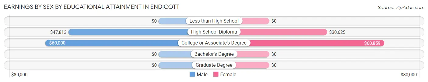 Earnings by Sex by Educational Attainment in Endicott
