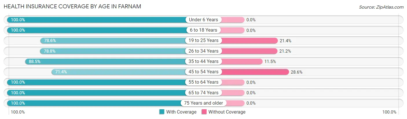 Health Insurance Coverage by Age in Farnam