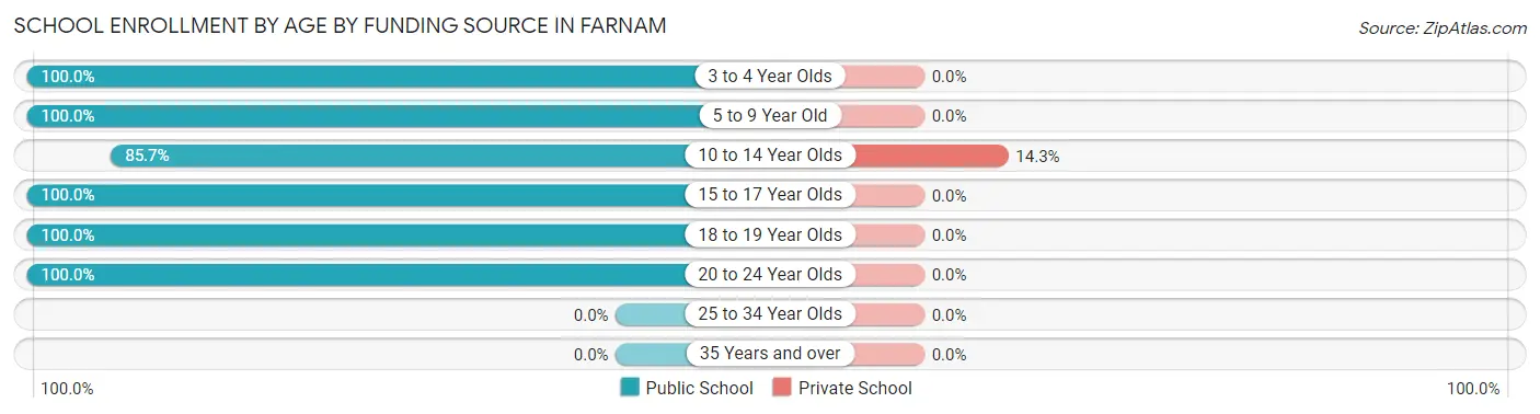 School Enrollment by Age by Funding Source in Farnam