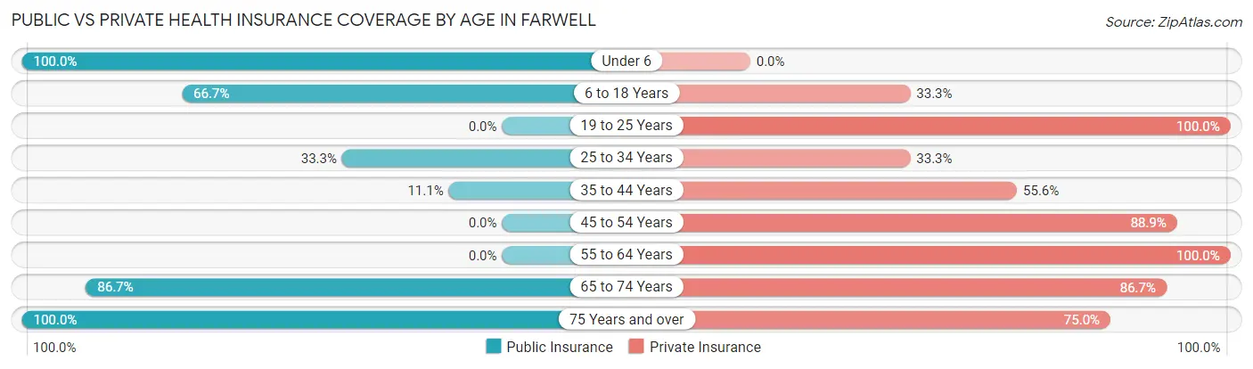 Public vs Private Health Insurance Coverage by Age in Farwell