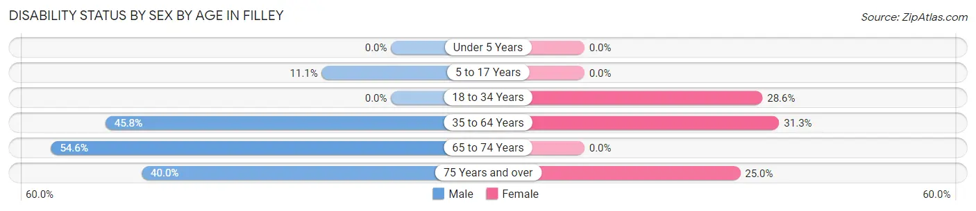 Disability Status by Sex by Age in Filley
