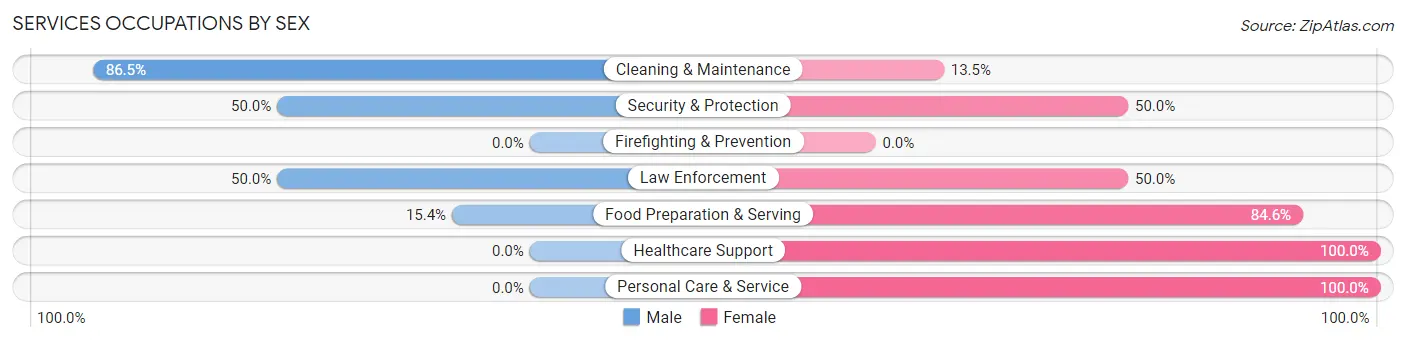 Services Occupations by Sex in Friend
