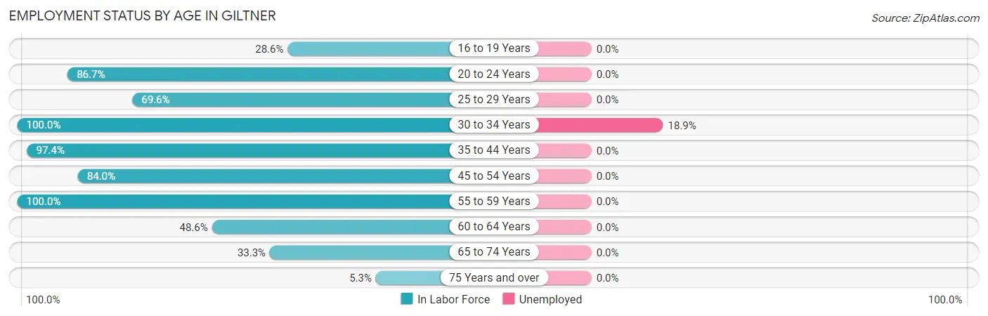 Employment Status by Age in Giltner