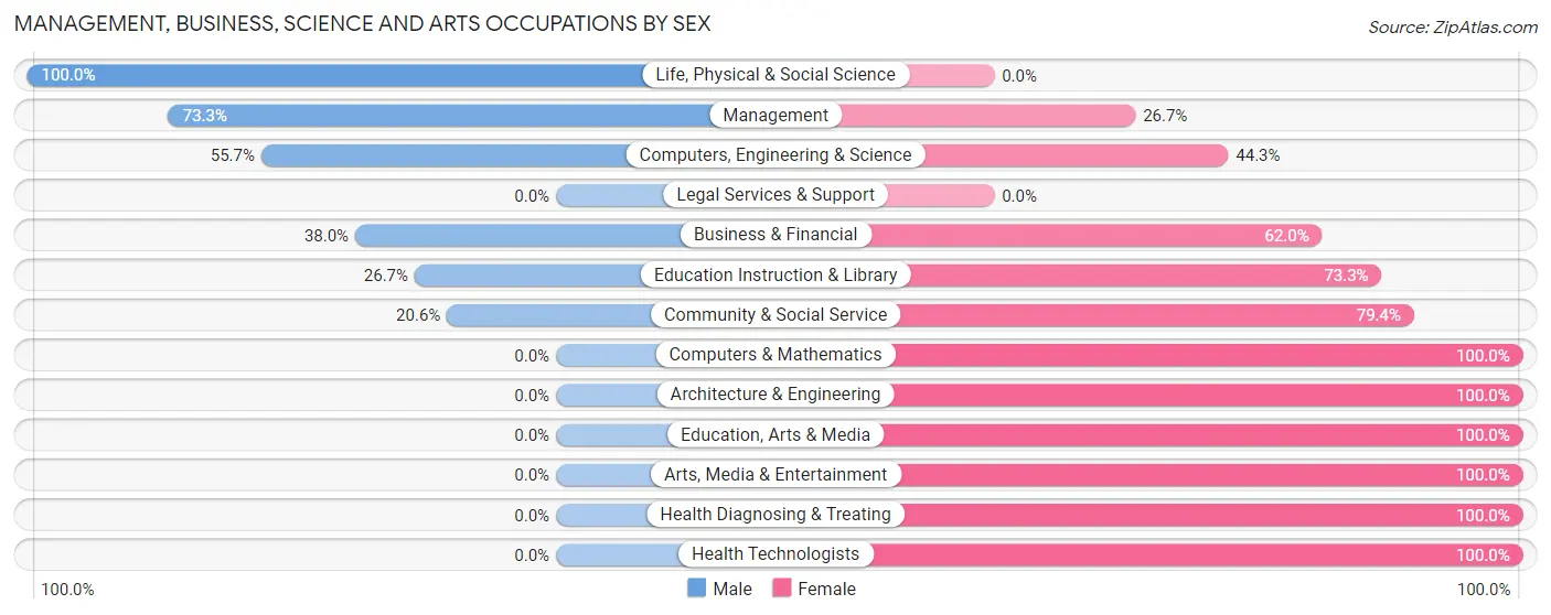 Management, Business, Science and Arts Occupations by Sex in Gothenburg
