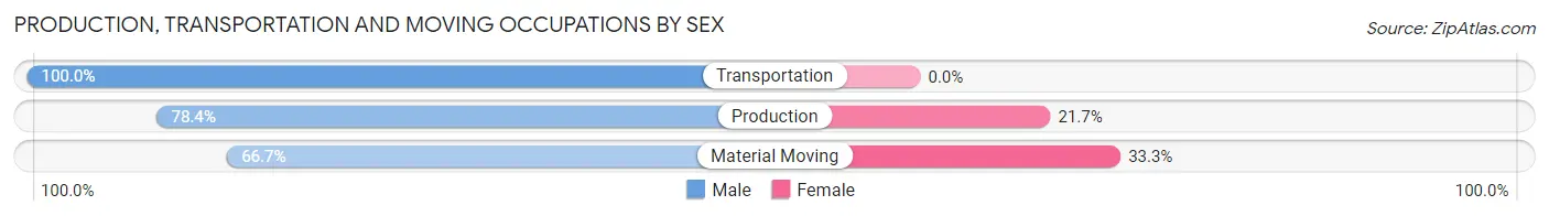 Production, Transportation and Moving Occupations by Sex in Gothenburg