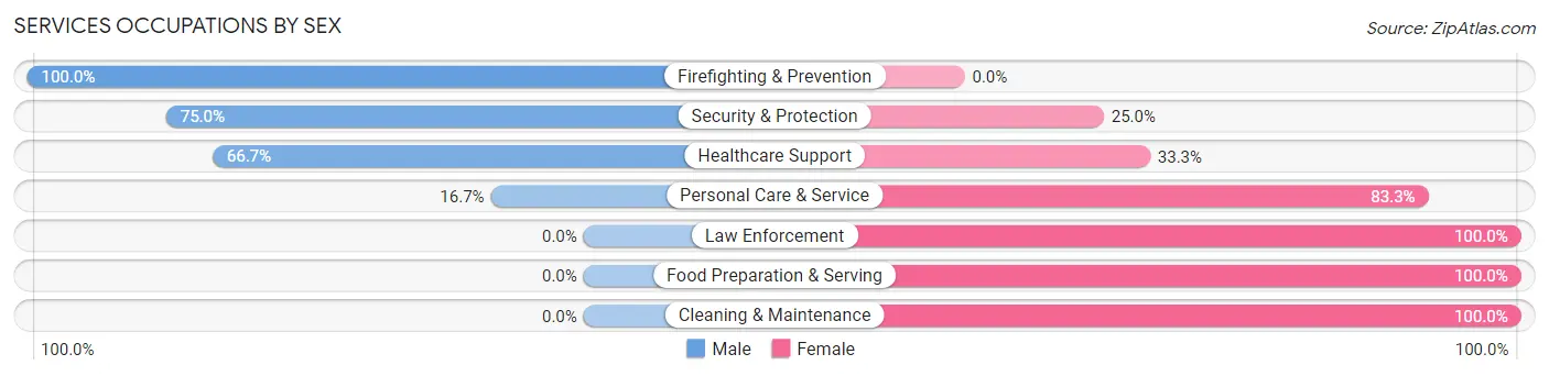Services Occupations by Sex in Hallam