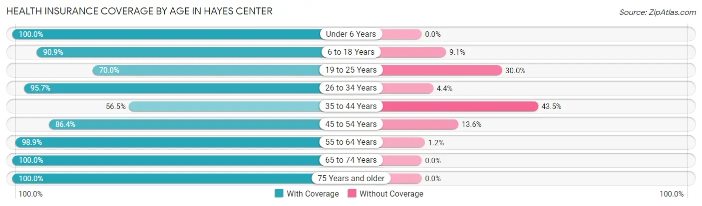 Health Insurance Coverage by Age in Hayes Center