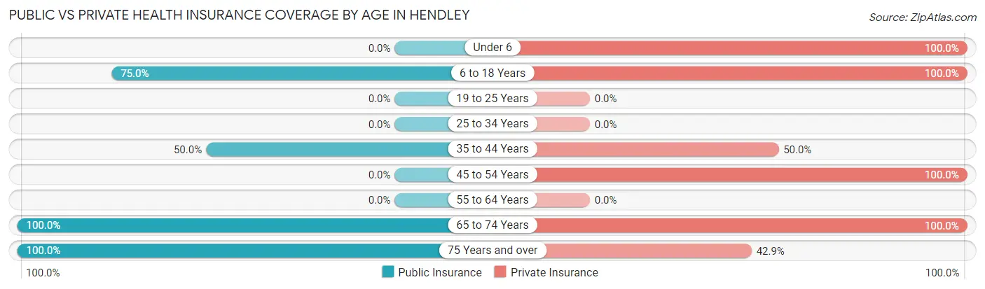 Public vs Private Health Insurance Coverage by Age in Hendley