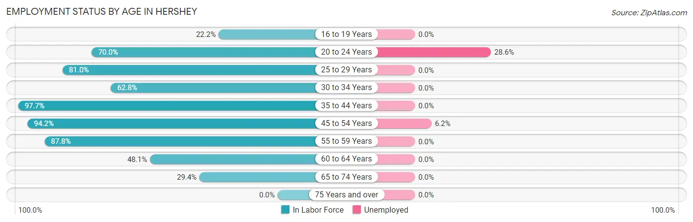 Employment Status by Age in Hershey
