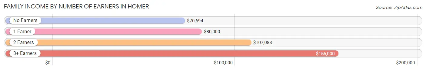 Family Income by Number of Earners in Homer