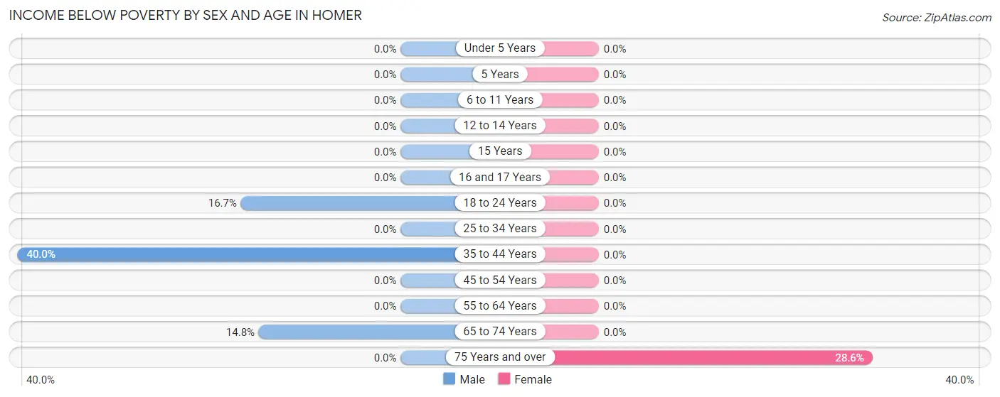 Income Below Poverty by Sex and Age in Homer