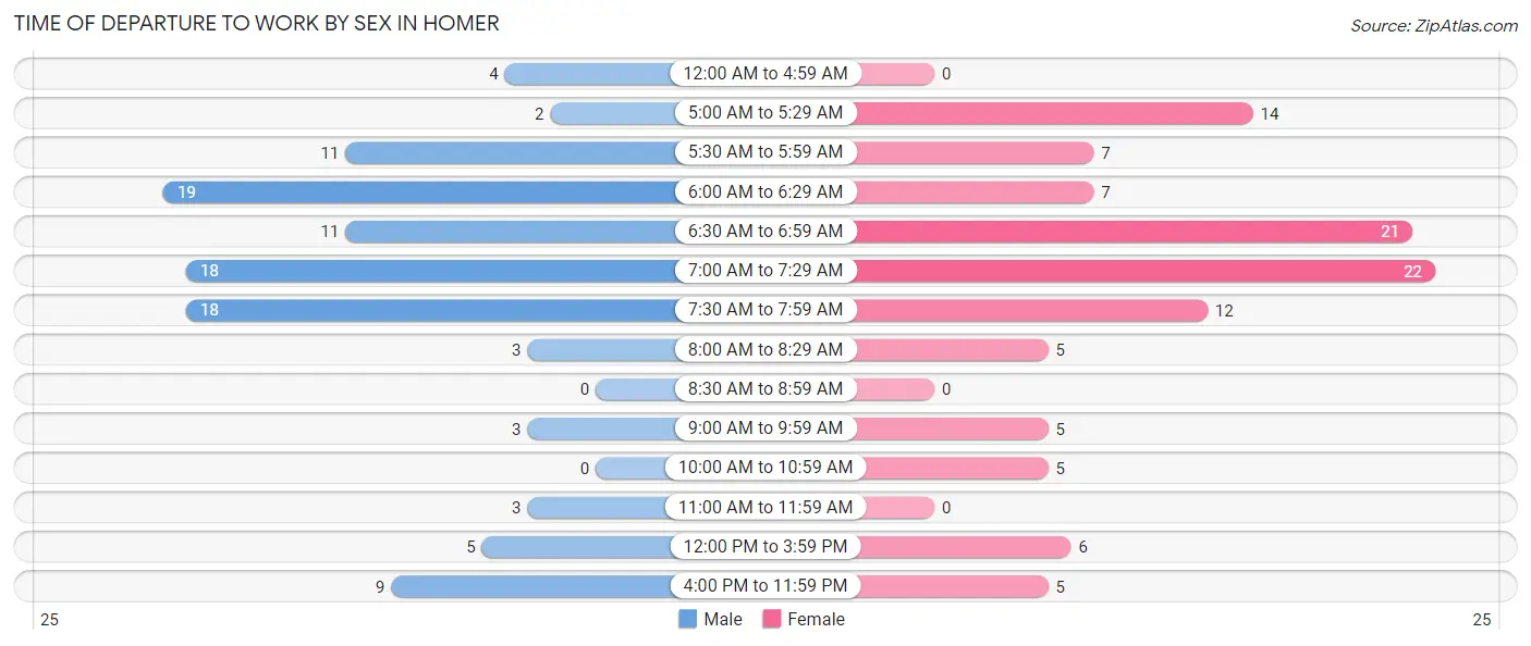 Time of Departure to Work by Sex in Homer