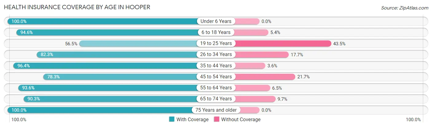 Health Insurance Coverage by Age in Hooper