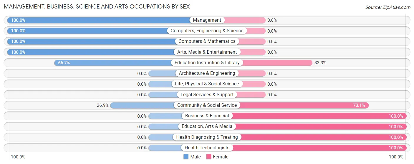 Management, Business, Science and Arts Occupations by Sex in Hordville