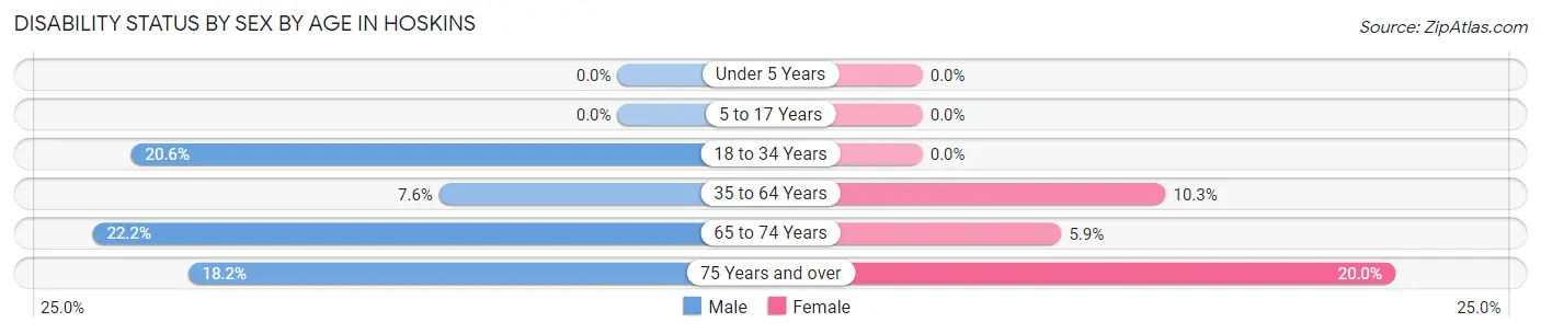 Disability Status by Sex by Age in Hoskins