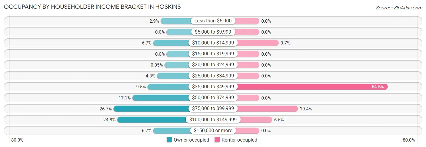 Occupancy by Householder Income Bracket in Hoskins