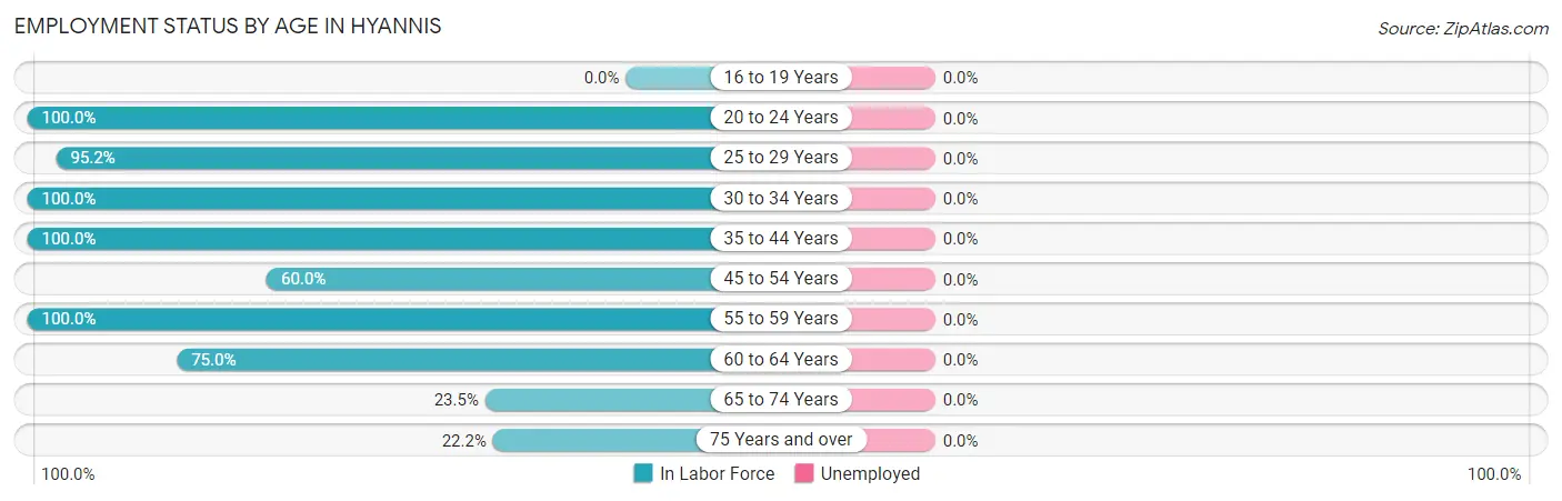 Employment Status by Age in Hyannis