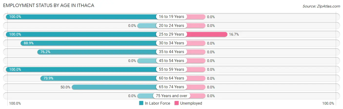 Employment Status by Age in Ithaca