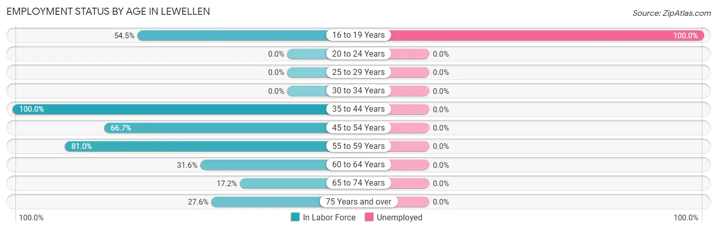 Employment Status by Age in Lewellen