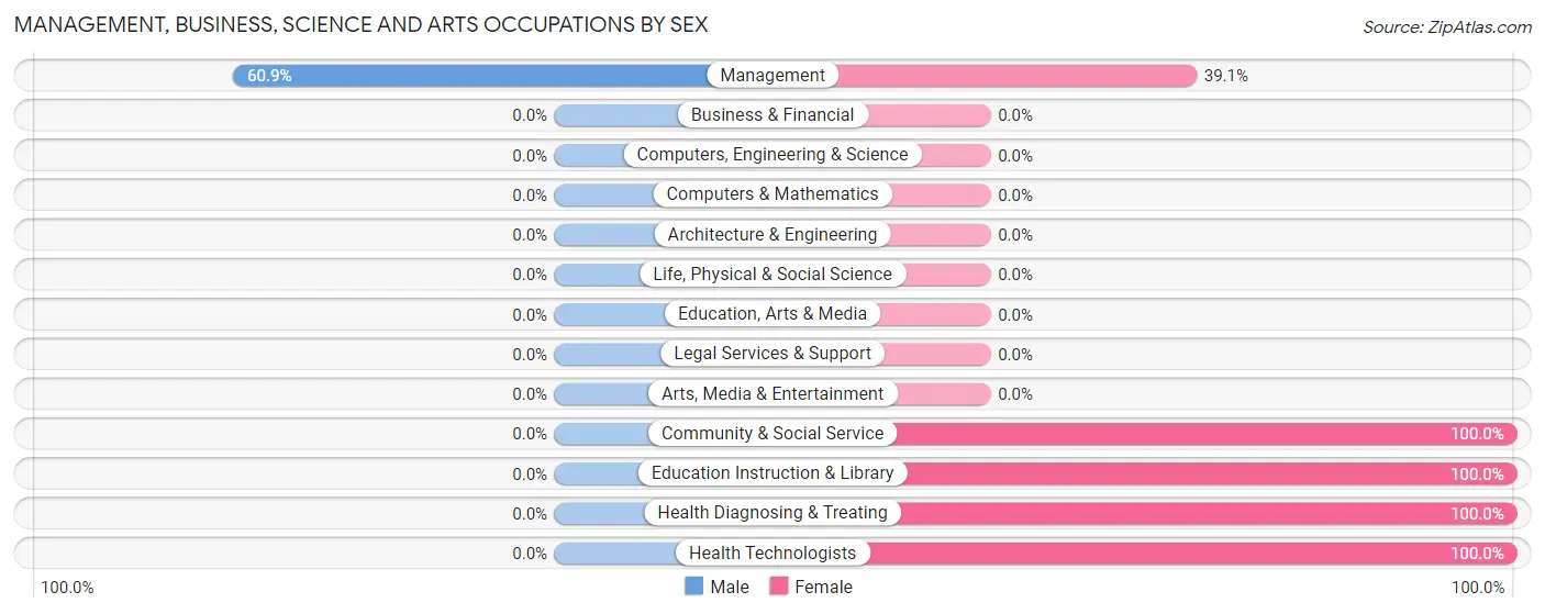 Management, Business, Science and Arts Occupations by Sex in Lewellen