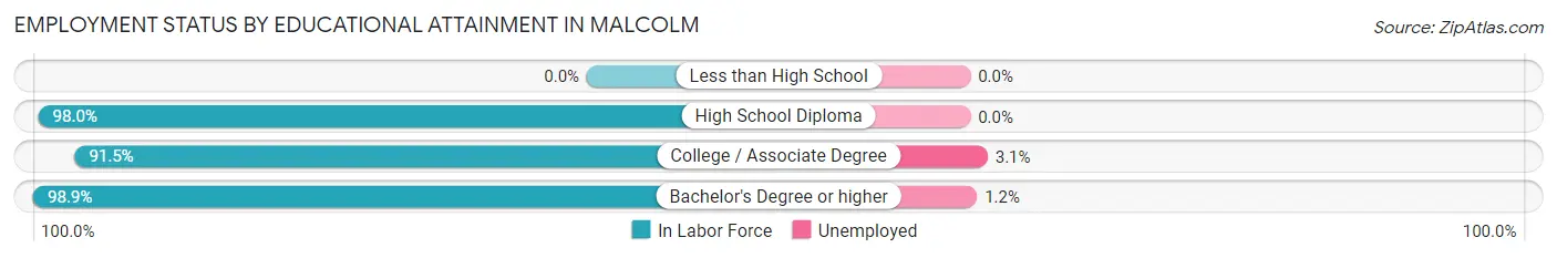 Employment Status by Educational Attainment in Malcolm