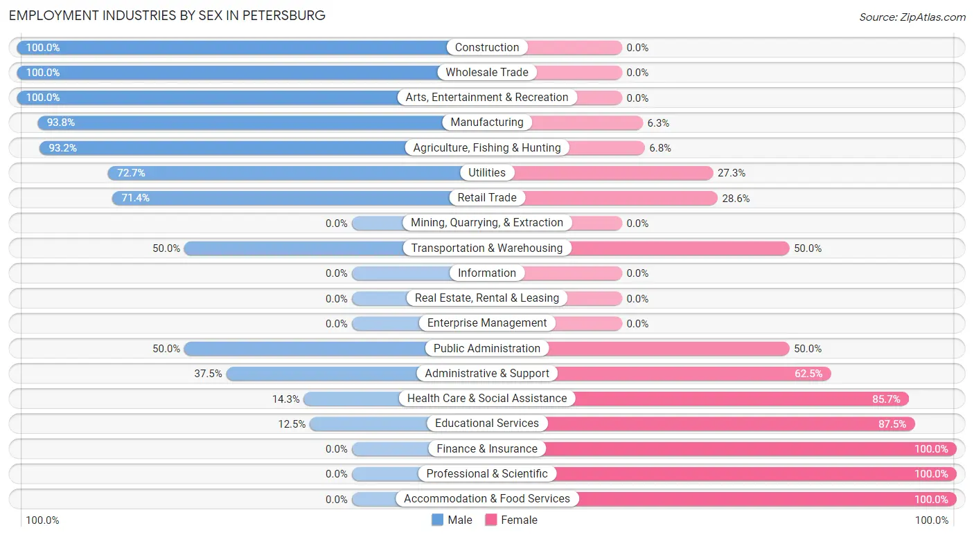 Employment Industries by Sex in Petersburg