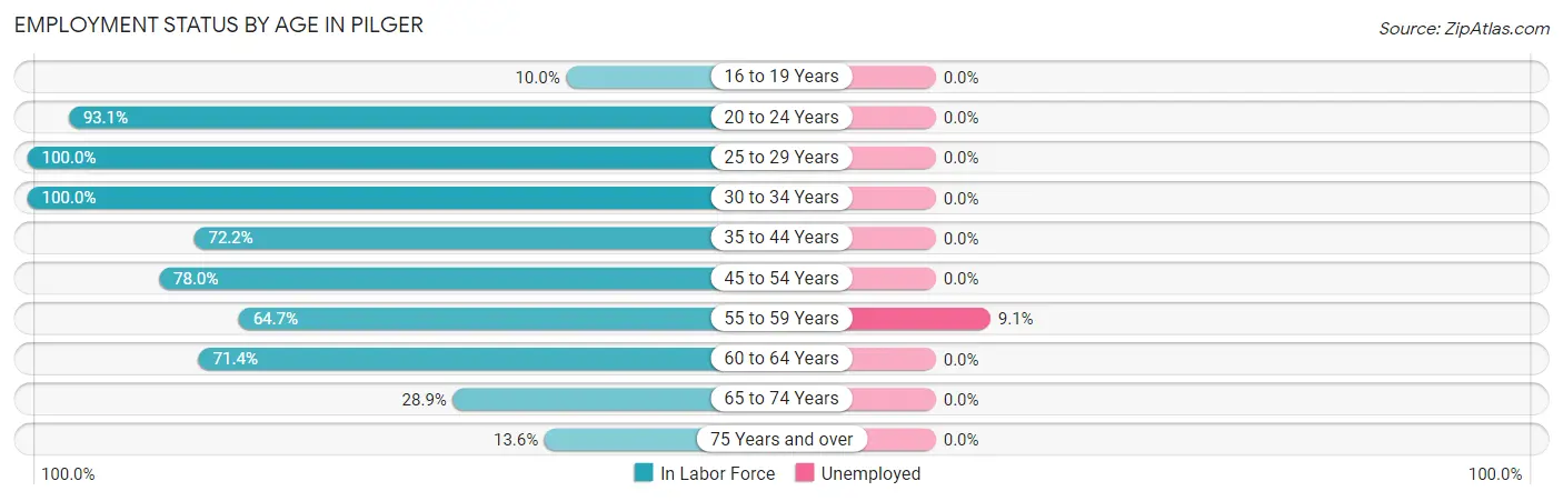 Employment Status by Age in Pilger