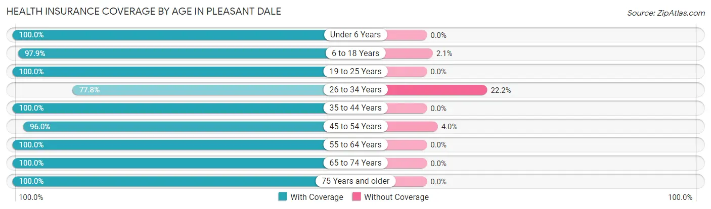 Health Insurance Coverage by Age in Pleasant Dale