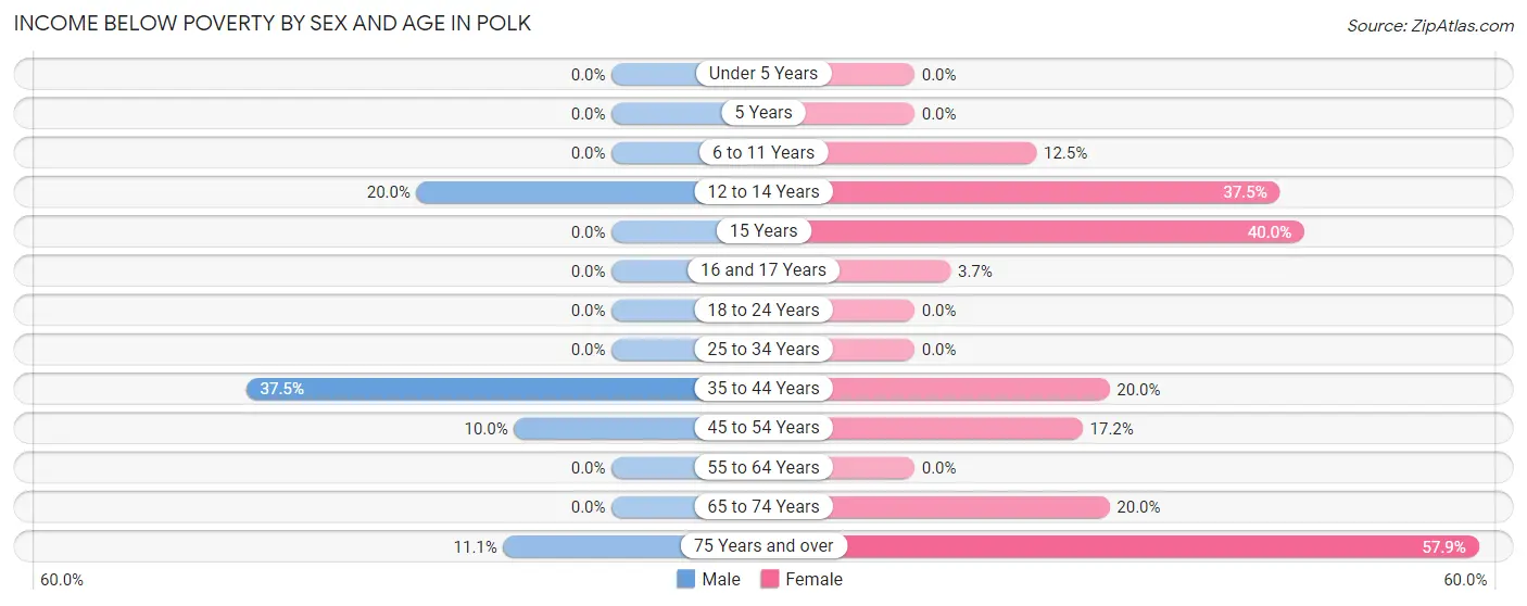 Income Below Poverty by Sex and Age in Polk