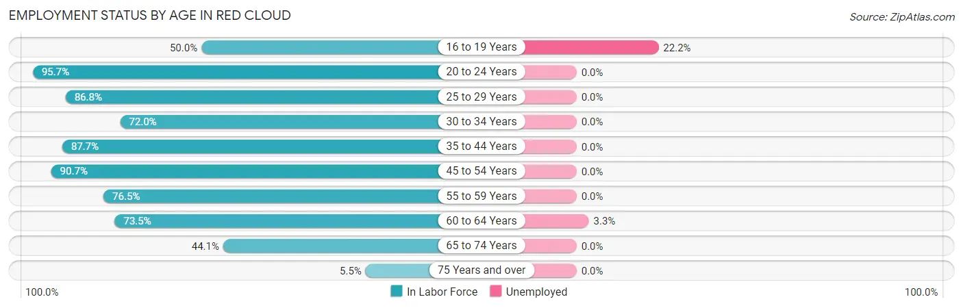 Employment Status by Age in Red Cloud