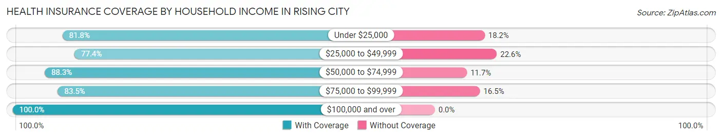 Health Insurance Coverage by Household Income in Rising City