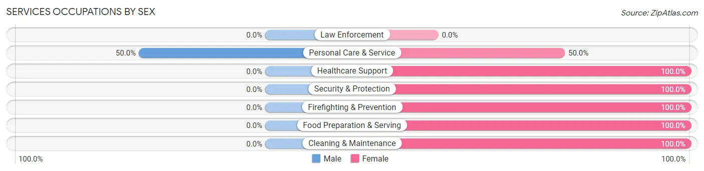 Services Occupations by Sex in Rising City