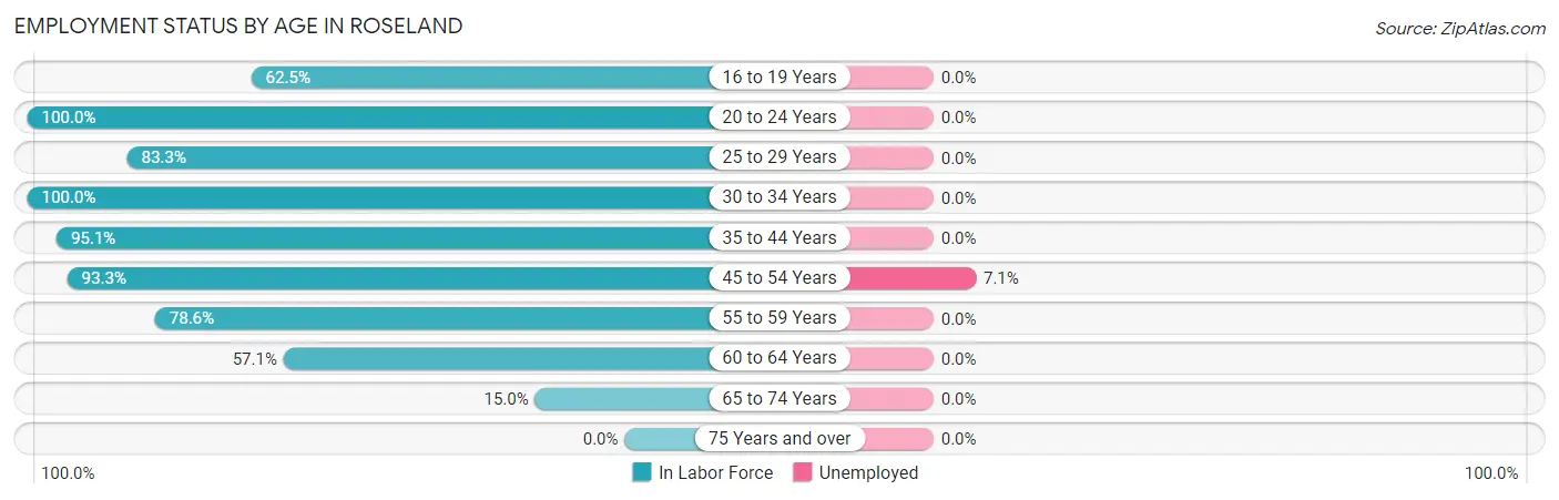 Employment Status by Age in Roseland