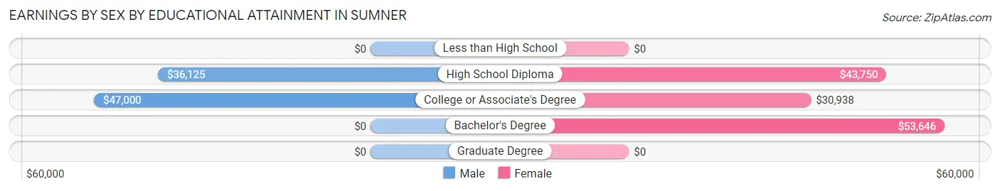 Earnings by Sex by Educational Attainment in Sumner