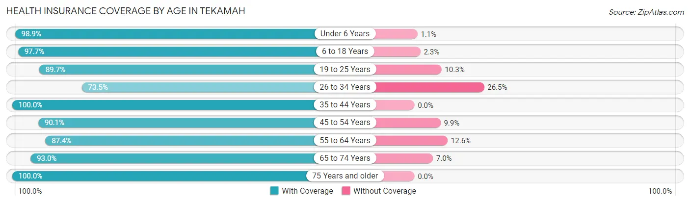 Health Insurance Coverage by Age in Tekamah