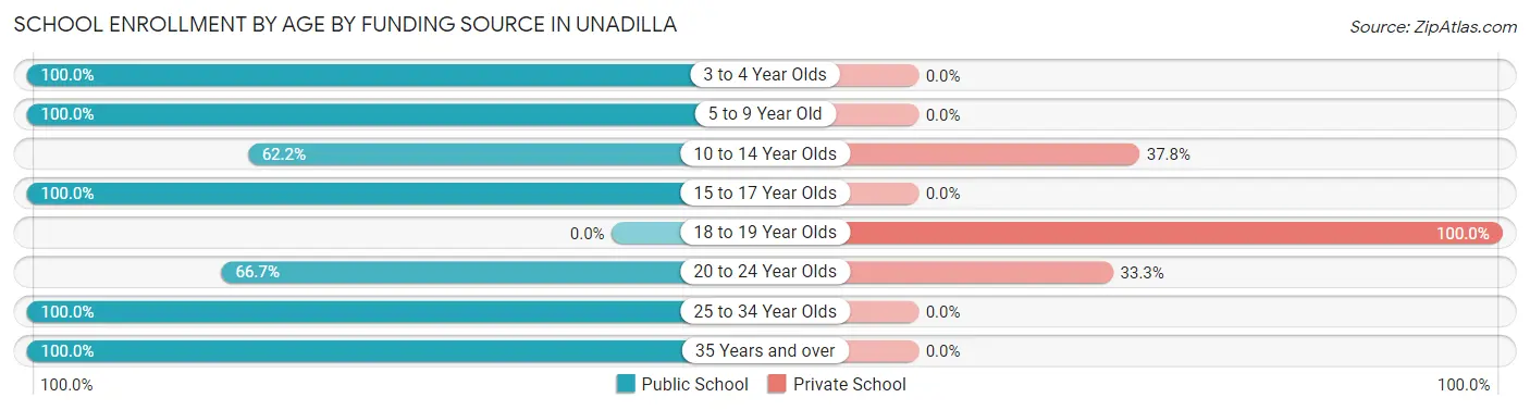 School Enrollment by Age by Funding Source in Unadilla