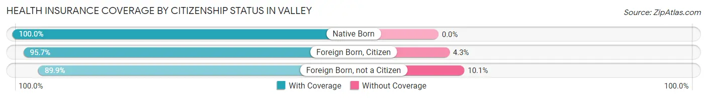 Health Insurance Coverage by Citizenship Status in Valley