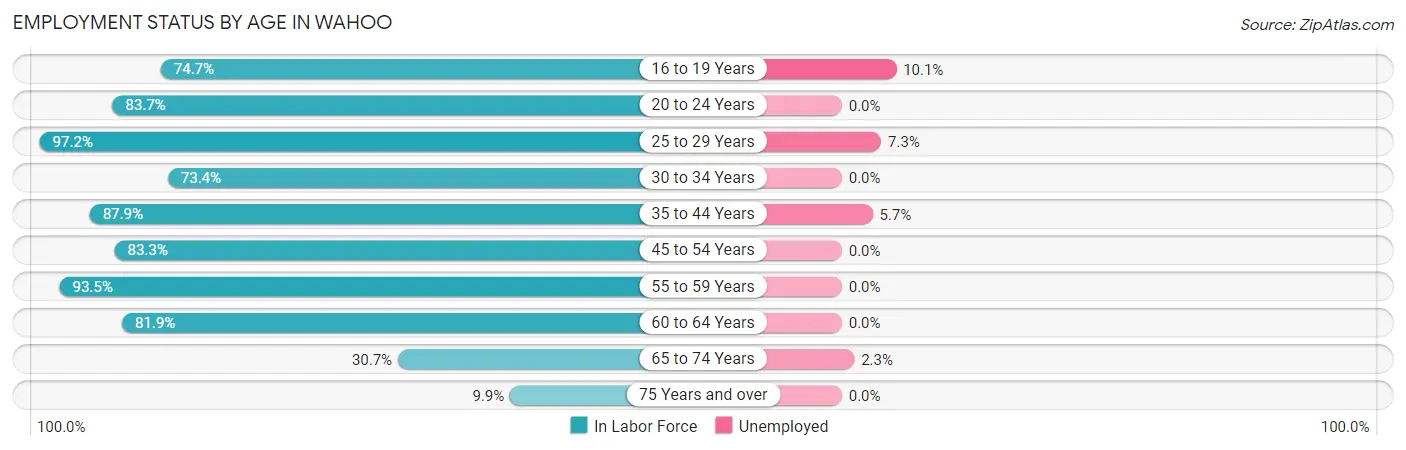 Employment Status by Age in Wahoo