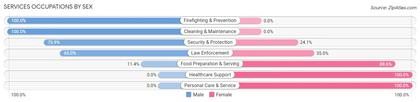 Services Occupations by Sex in Wahoo