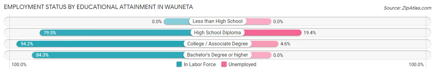 Employment Status by Educational Attainment in Wauneta