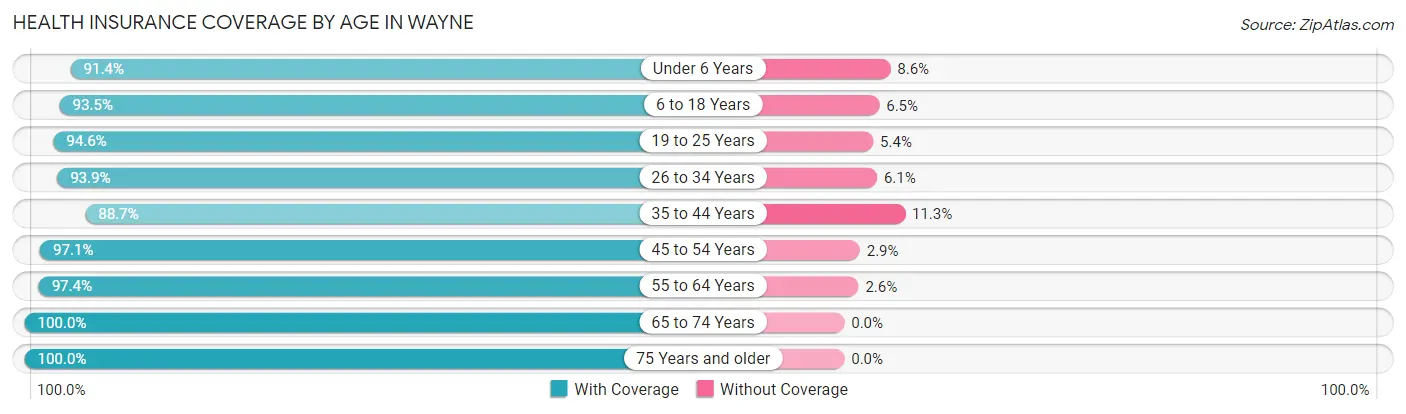 Health Insurance Coverage by Age in Wayne