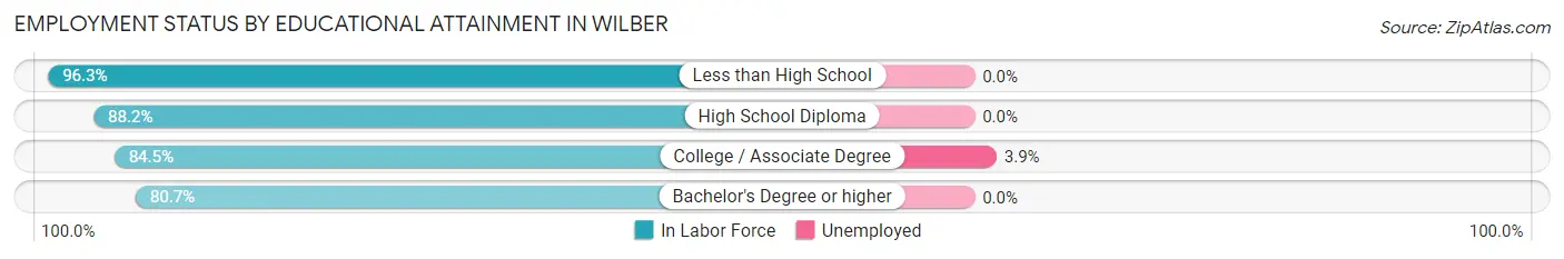 Employment Status by Educational Attainment in Wilber