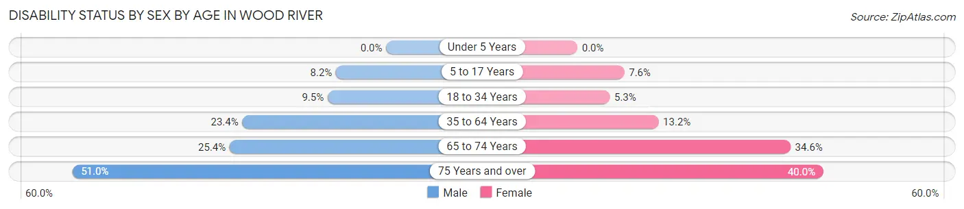 Disability Status by Sex by Age in Wood River