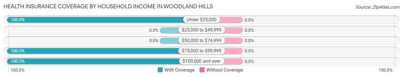 Health Insurance Coverage by Household Income in Woodland Hills