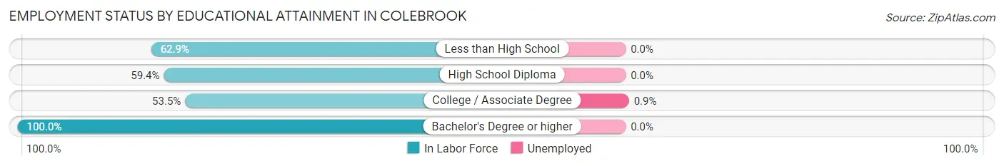 Employment Status by Educational Attainment in Colebrook