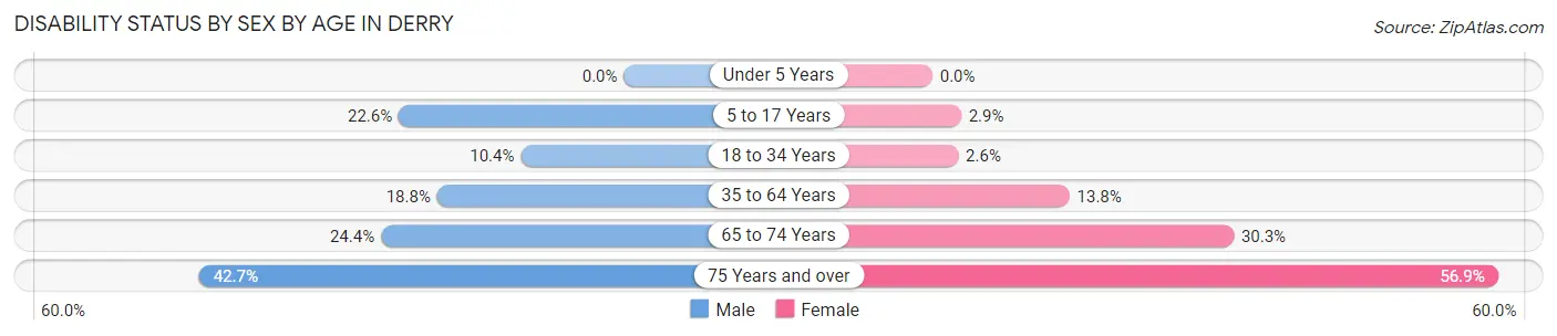 Disability Status by Sex by Age in Derry