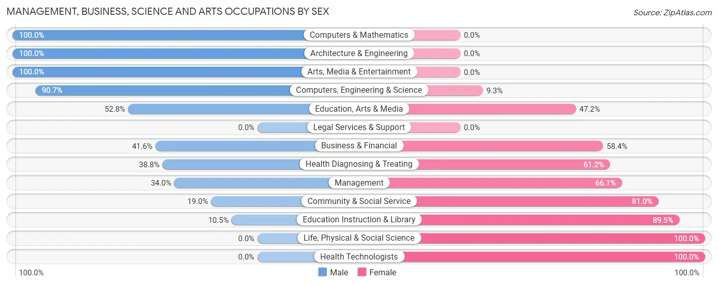Management, Business, Science and Arts Occupations by Sex in East Merrimack
