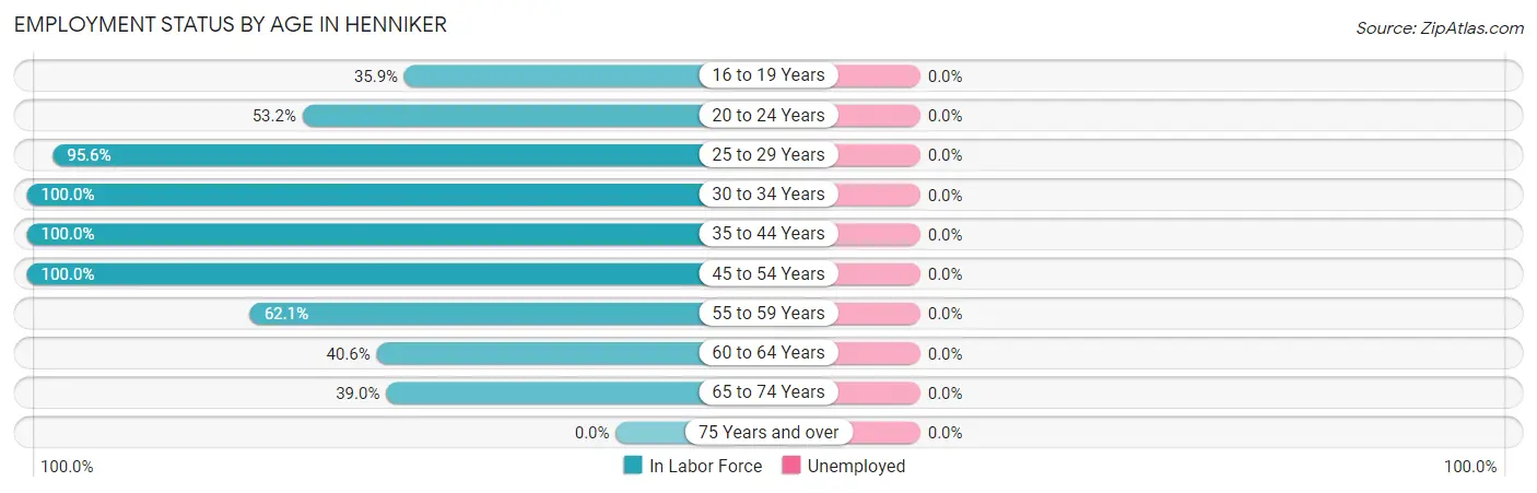 Employment Status by Age in Henniker